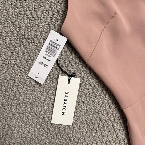 Aritzia Babaton 90s Mini Dress Fawn Pink Square Neck NEW 4 - Picture 6 of 7